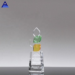 Nouveau trophée de récompense de forme de feuille de cristal personnalisé de couleur de style