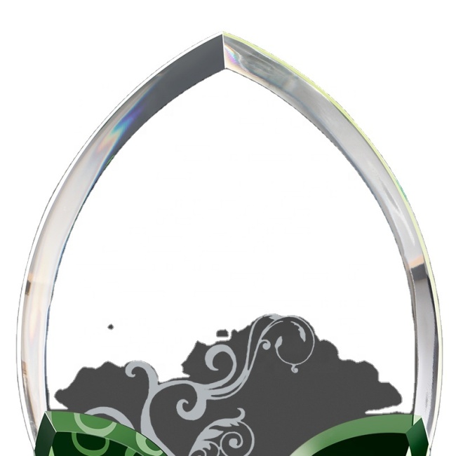 3D Laser Engraved High Quality Clear K9 Crystal Plaque Award Trophy Flame Crystal