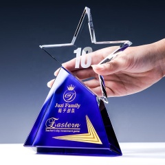 Nuevo diseño 3D en blanco Top Star Diamond Honor Star Crystal Trophy