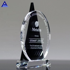 Nouvelle Arrivée Pas Cher Personnalisé Nice Design Top Round Black Crystal Icon Award Trophée Avec Boîte-Cadeau