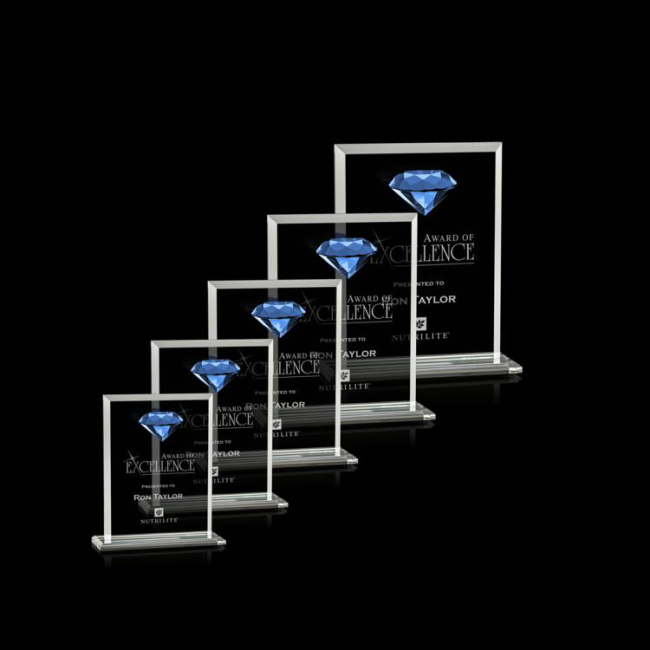 Rectangle Fashion High-end Business Custom Transparent Colored Diamond Crystal Award