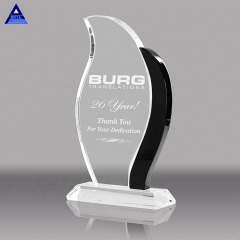 Trofeo de cristal de premio de música clara personalizado barato al por mayor con logotipo grabado