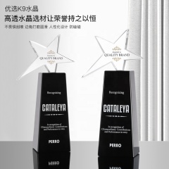 K9 Crystal Awards Star Engraving Sport Black Block Trofeos de vidrio Cube Crystal Trofeo en blanco