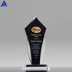 Venta al por mayor de placas de premio de muestra de cristal de negocios K9 trofeo de placa de premios de cristal en blanco negro