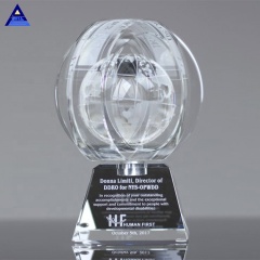 Wholesale Factory Price In-Motion Crystal Glass Global Shape Ring Trophy