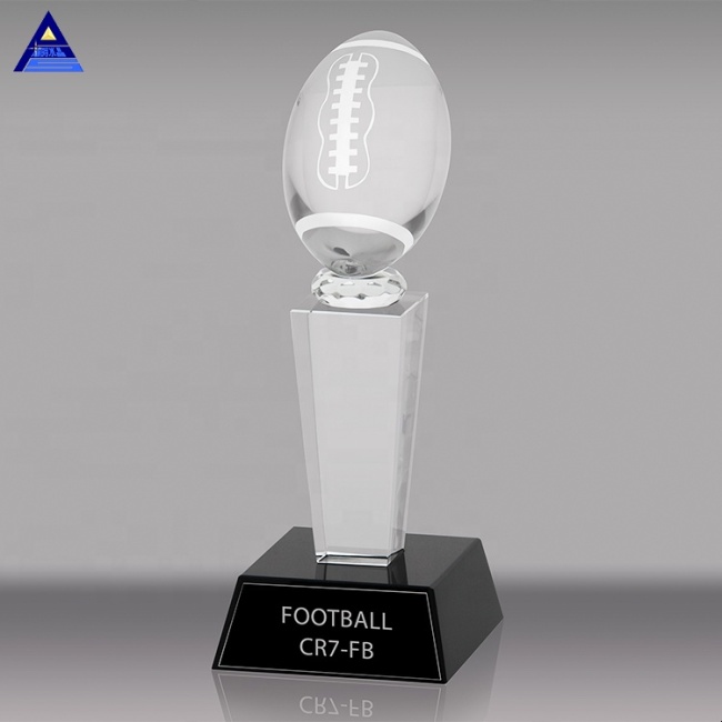Trofeo deportivo de fútbol americano de cristal de calidad superior K3 óptico de grabado láser 9D