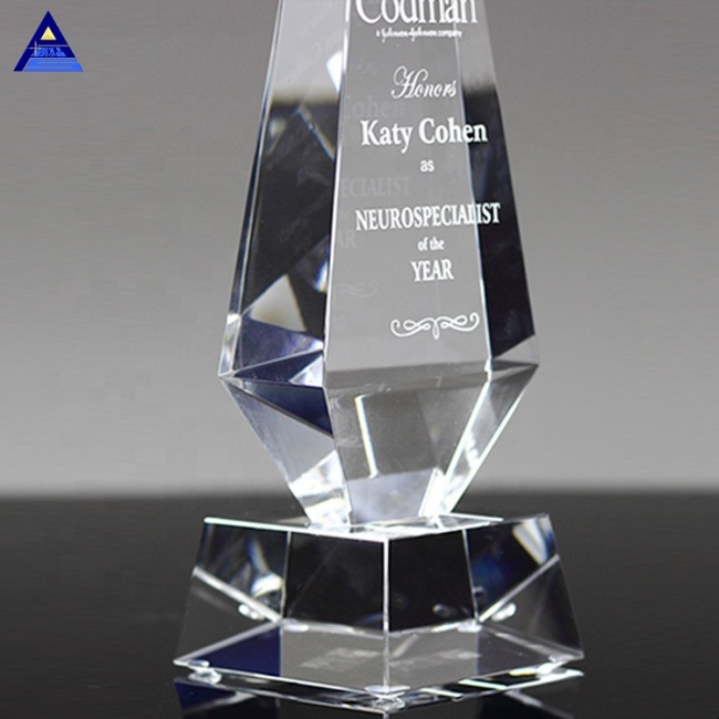 Hot Sale Corporation Business Pillar Of Excellent Crystal Glass Award Trophy