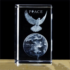 2020 pigeon de paix en cristal de gravure laser 3D chaud