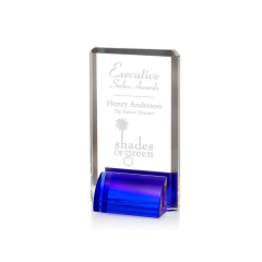 Trophée de forme carrée en verre bleu Personnaliser le trophée de récompense en verre pour le cadeau d'affaires