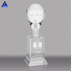 High Quality Cheap Custom K9 Clear Crystal Award Light Bulb Trophy For Souvenir Gift