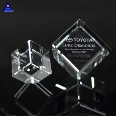 Logotipo impreso transparente K9 3D Tallado con láser Cristal Cubo de cristal Pisapapeles
