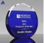 High Quality Professional Custom Blue Round Shape Larsmont Crystal Trophy Awards For Wholesale