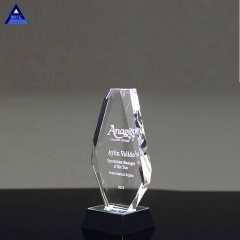 Obelisk Shape Blank Customized Accolade Diamond Crystal Trophy For Prize Presentation
