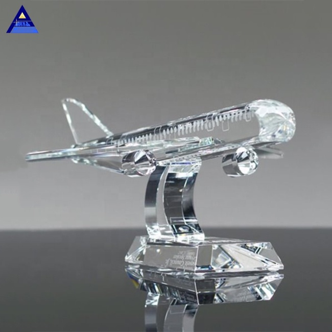 Custom Handmade 3D Clear Paperweight Crystal Airplane Award For Business Souvenirs Gift