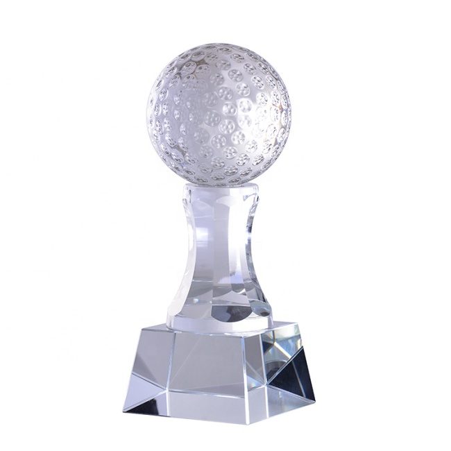 New Arrival Custom Logo Crafts Golf Engraved Sports Crystal Ball Trophy With Base