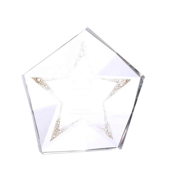 K9 Wedding Souvenir gift Crystal Glass Block/crystal star shaped paperweight Crystal Star Trophy Award