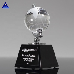 Hot Sale Souvenir ou cadeaux d'affaires Carte du monde en cristal décoratif Globe terrestre en verre