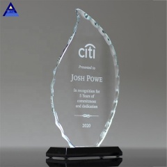 Pujiang Custom Flame Shaped Blank Glass Crystal Awards Plaque For Corporate Gifts