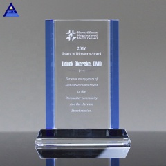 Récompenses de plaque gravée en cristal bleu Sentinel pour les cadeaux promotionnels d'entreprise