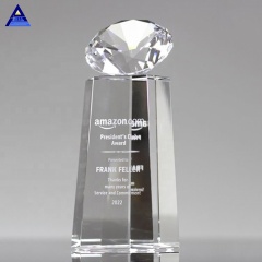 Grand trophée de diamant en cristal professionnel respectueux de l'environnement avec coupe