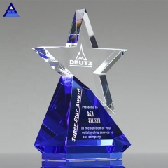 2020 Nouveau design Blue Base Blank Custom Azure Crystal Star Award