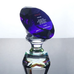 Neues Design Crystal Awards Clear Blue Cup Crystal Glass Blue Diamond für Crystal Diamond Trophies