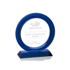 China Wholesale High Quality Blank Custom Crystal Circle Plaque Award with Metal Base