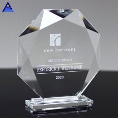Дешевая оптовая продажа прозрачного пустого нефритового стекла Octagon Crystal Trophy Awards для компании