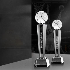 Récompenses de trophée de basket-ball en cristal de vente chaude pour le cadeau de champion de sport deuxième troisième place