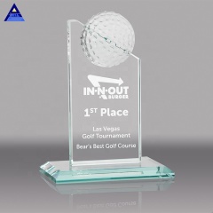 Награды трофея хрустального стекла дизайна гольфа верхнего сегмента уникальные с прозрачным основанием