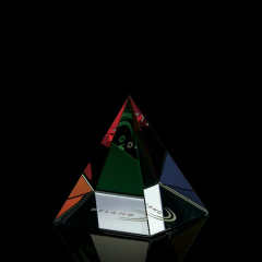 Promotional Mountain 3D Laser Engraved Crystal Triangle Trophy For Business Sales Awards