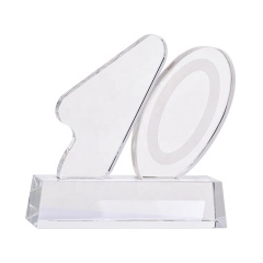 Fashion Customized Engraved Number Ten Crystal Award Trophy Model for Corporate Gifts