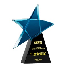 Персонализированная голубая цветная награда Crystal Star Trophy Crystal Plaque Award