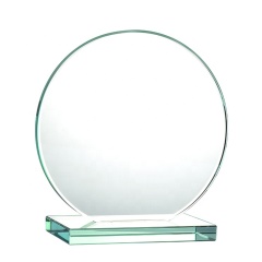Trophée en verre de forme ronde vierge en gros pas cher récompense la plaque de cristal pour les cadeaux de souvenirs d'anniversaire
