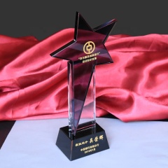 Business Souvenir Wholesale Clear Star Shaped Crystal Plaque Award Trophy