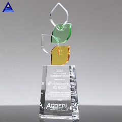 Trofeo de premio de forma de hoja de cristal personalizado de color nuevo estilo