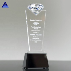 High Quality Crystal Diamond Shape Custom Theme Crystal Trophy For Sale