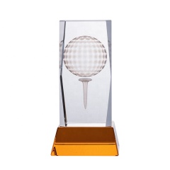 Golfball 3D lasergravierte leere Kristallwürfel und Crystal Golf Trophy Award für Golfturnier Geschenke