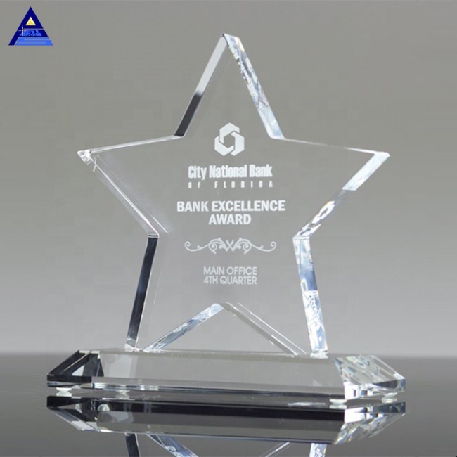Premio al logro de la estrella de cristal de la luminaria en blanco de la nueva llegada para los regalos del negocio