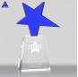 Trofeo de premio de estrella en ascenso de color azul de cristal óptico