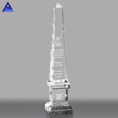 Usine de Pujiang trophée obélisque en gros personnalisé médaille de trophée en verre cristal gravé au laser