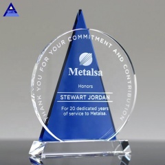 K9 Shields, placa de premio de icono de cristal grabado redondo, trofeo de premio de cristal azul para regalos de recuerdo