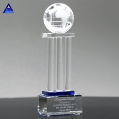 Grand prix de globe en cristal clair avec le globe de carte du monde en verre de cadeau de mariage