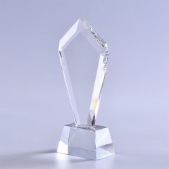 Beliebte Crystal Anniversary Souvenirs Pentagon-förmige Crystal Trophy Awards Glastafel mit Sockel