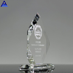 Prix ​​​​de bouclier de cristal d'artisanat de forme de flamme de conception de logo personnalisé en gros