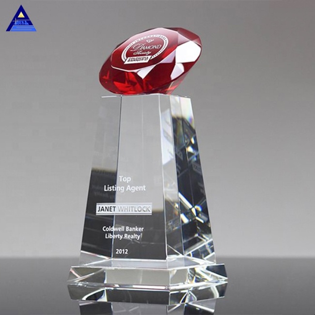 Factory Direct Sell Octagon Shape Decorative Red Crystal Glass Diamond For Paperweight