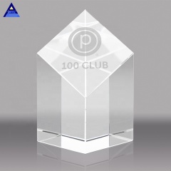 Beau trophée de cristal laser 3D et prix de cristal, cristal laser 3D