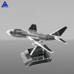 Großhandel kundenspezifisches transparentes Kristallglas-Flugzeugmodell-Souvenir-Geschenk