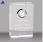 Horloge de récompenses en cristal vierge de forme carrée pour cadeaux de bureau personnalisés