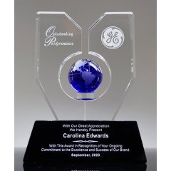 Trophée de boule de cristal de globe avec la carte de la terre récompense de trophée de cristal de sport pour le souvenir